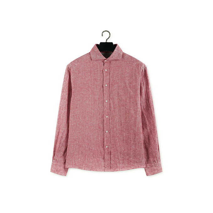 brunello cucinelli cherry pink dyed linen shirt